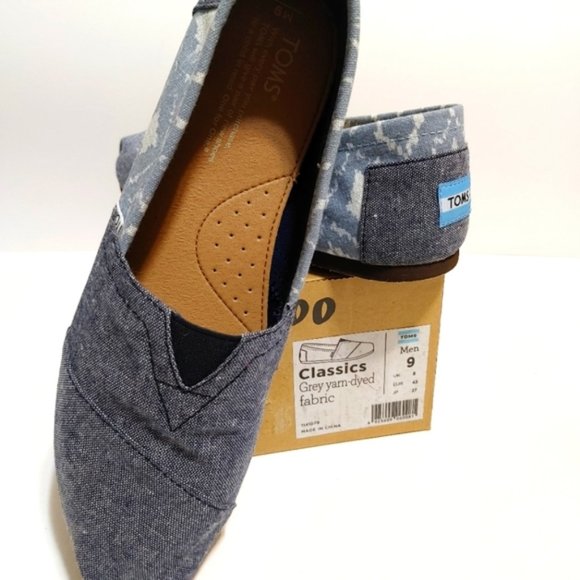 TOMS Grey yarn-dyed fabric Men's Classics - Picture 1 of 5